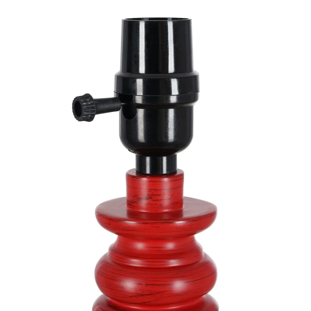 The Pioneer Woman Red Turned Table Lamp with Eyelet Linen Shade, New in Box